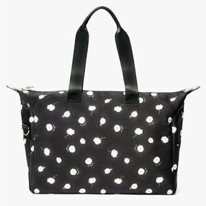 Alice + Olivia ~ Black w/ white all over Daisy Print Duffel Bag~ crossbody strap